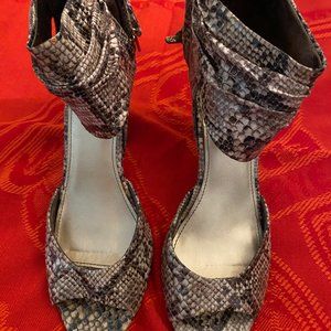 Fergalicious Balsam Brown and Tan Snake Skin Heels size 9, lightly used